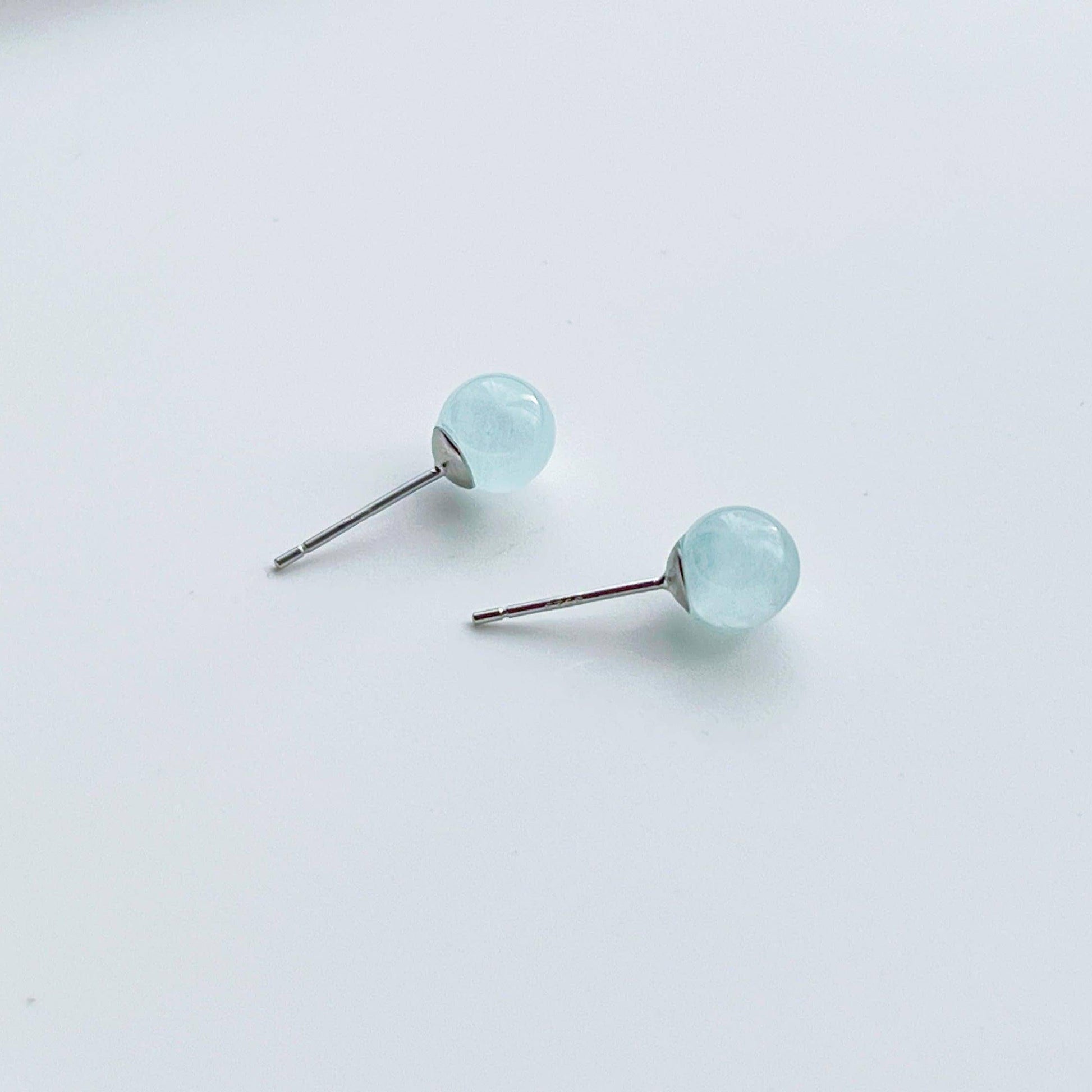 Aquamarine Earrings - Light Blue Gemstone Stud Earrings - March Birthstone Gift-Ninaouity