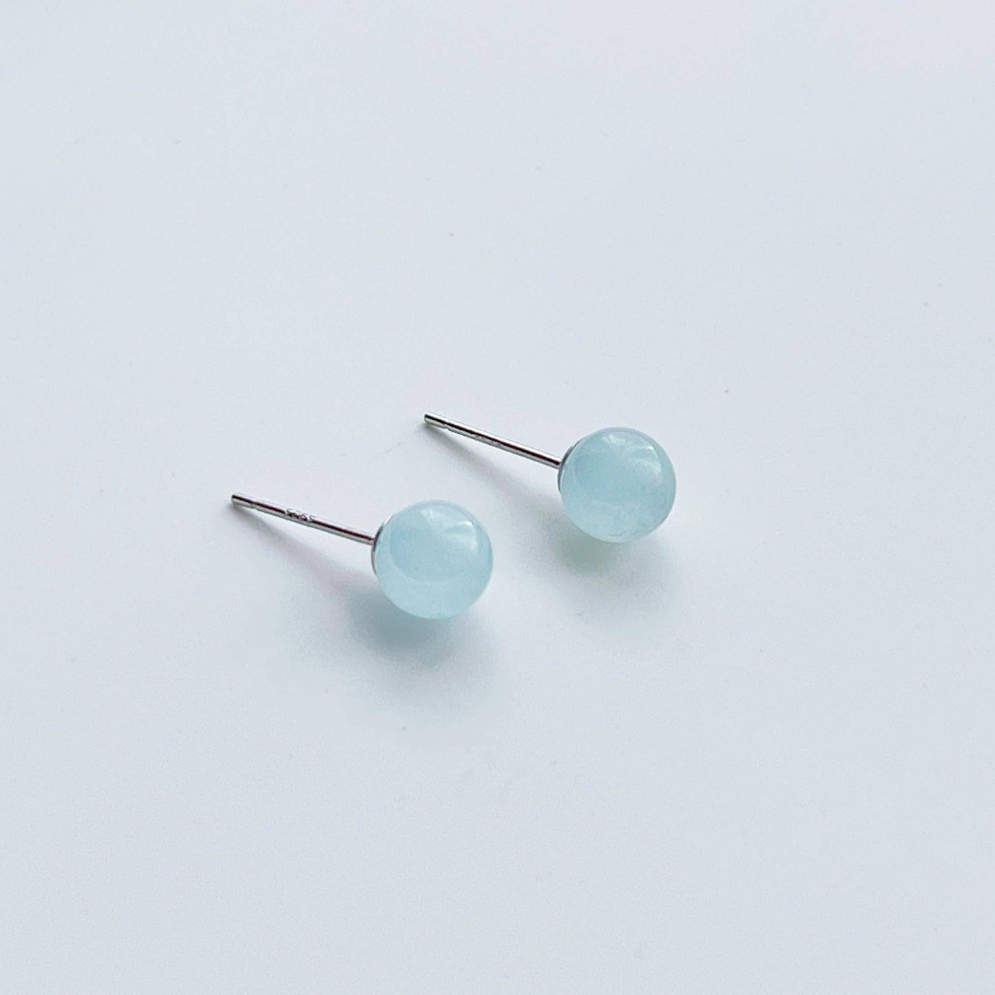 Aquamarine Earrings - Light Blue Gemstone Stud Earrings - March Birthstone Gift-Ninaouity