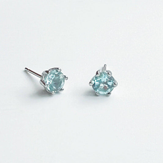 Aquamarine Studs Earrings - Blue March Birthstone Gift-Ninaouity