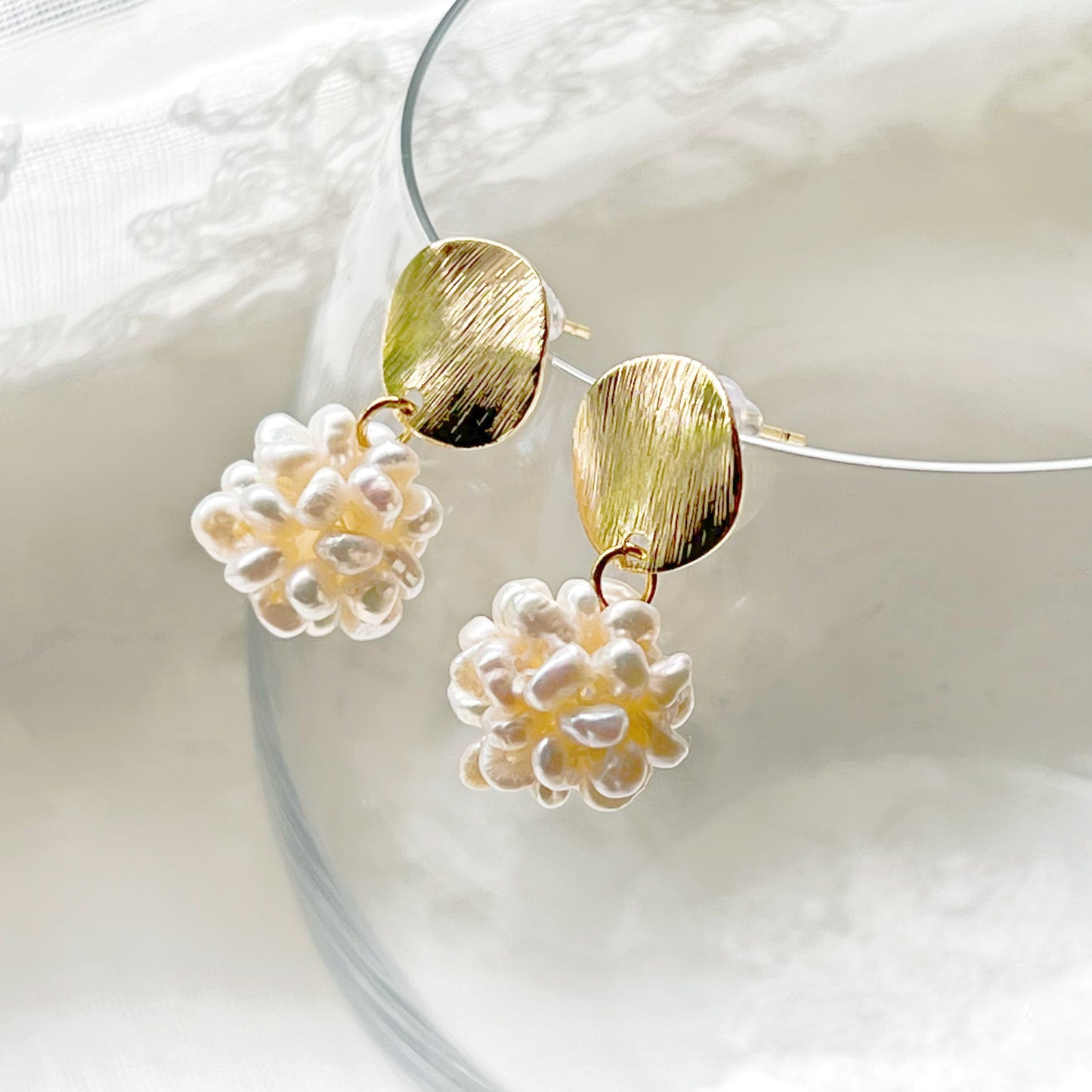 Baroque Pearl Cluster Drop Earrings-Ninaouity