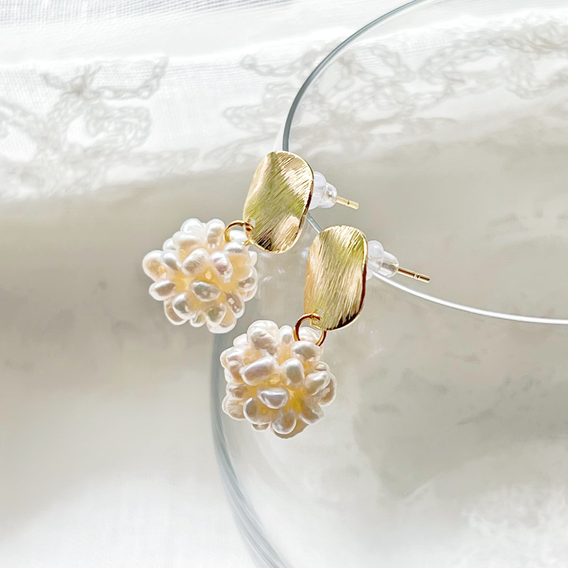 Baroque Pearl Cluster Drop Earrings-Ninaouity