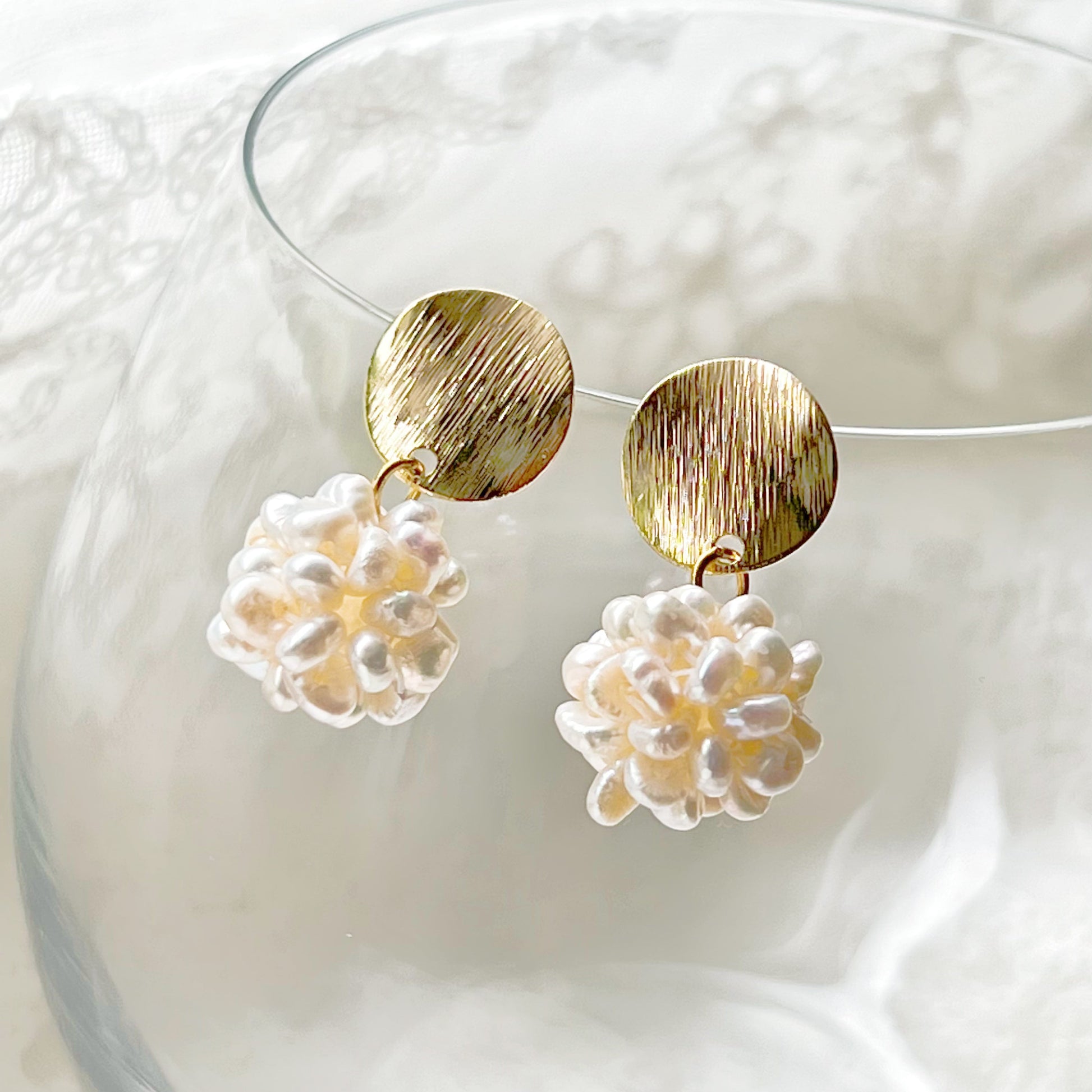 Baroque Pearl Cluster Drop Earrings-Ninaouity