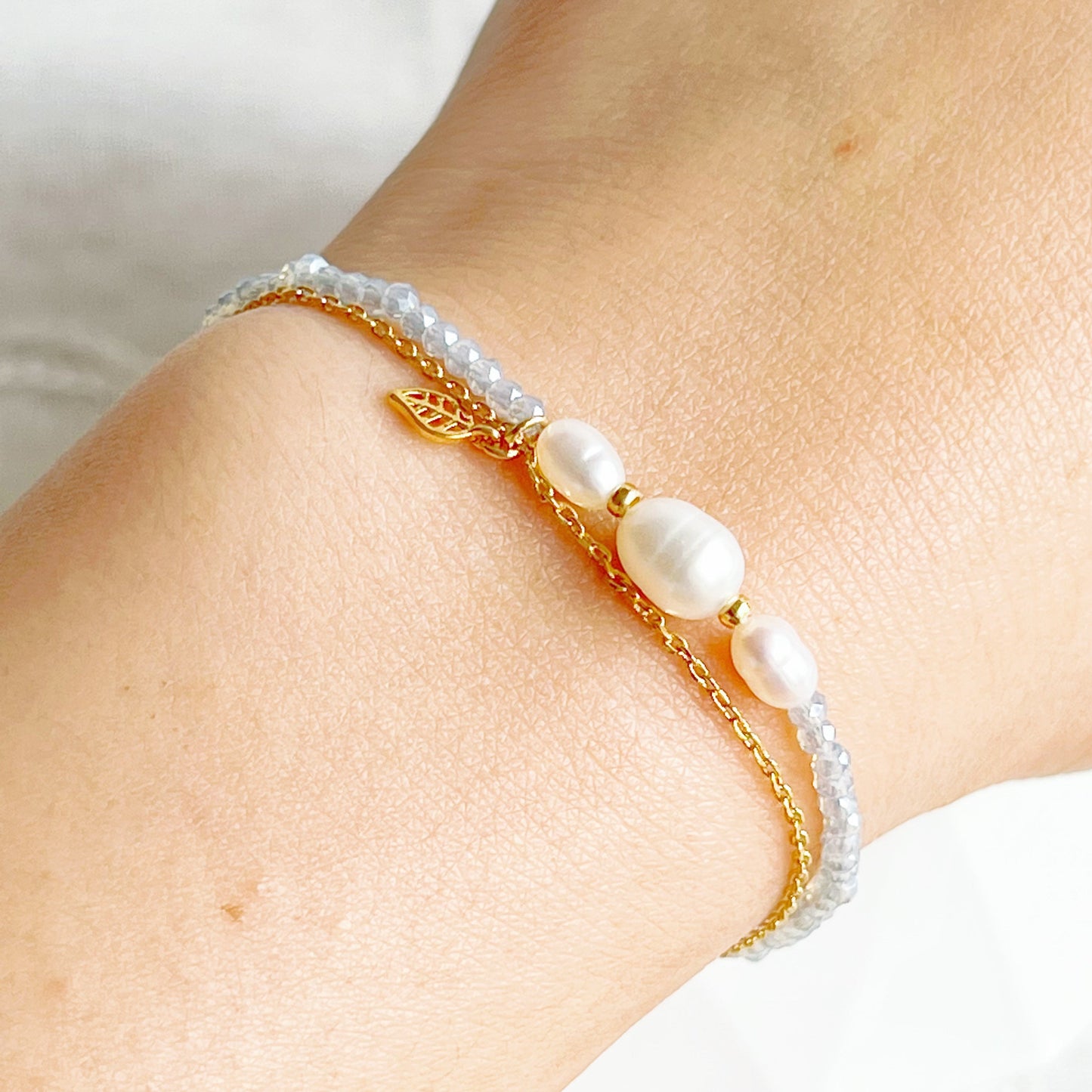 Baroque Pearls and Blue Beads Bracelet-Ninaouity