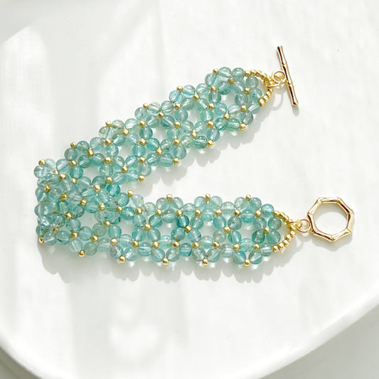 Blue Apatite Beaded Bracelet-Ninaouity