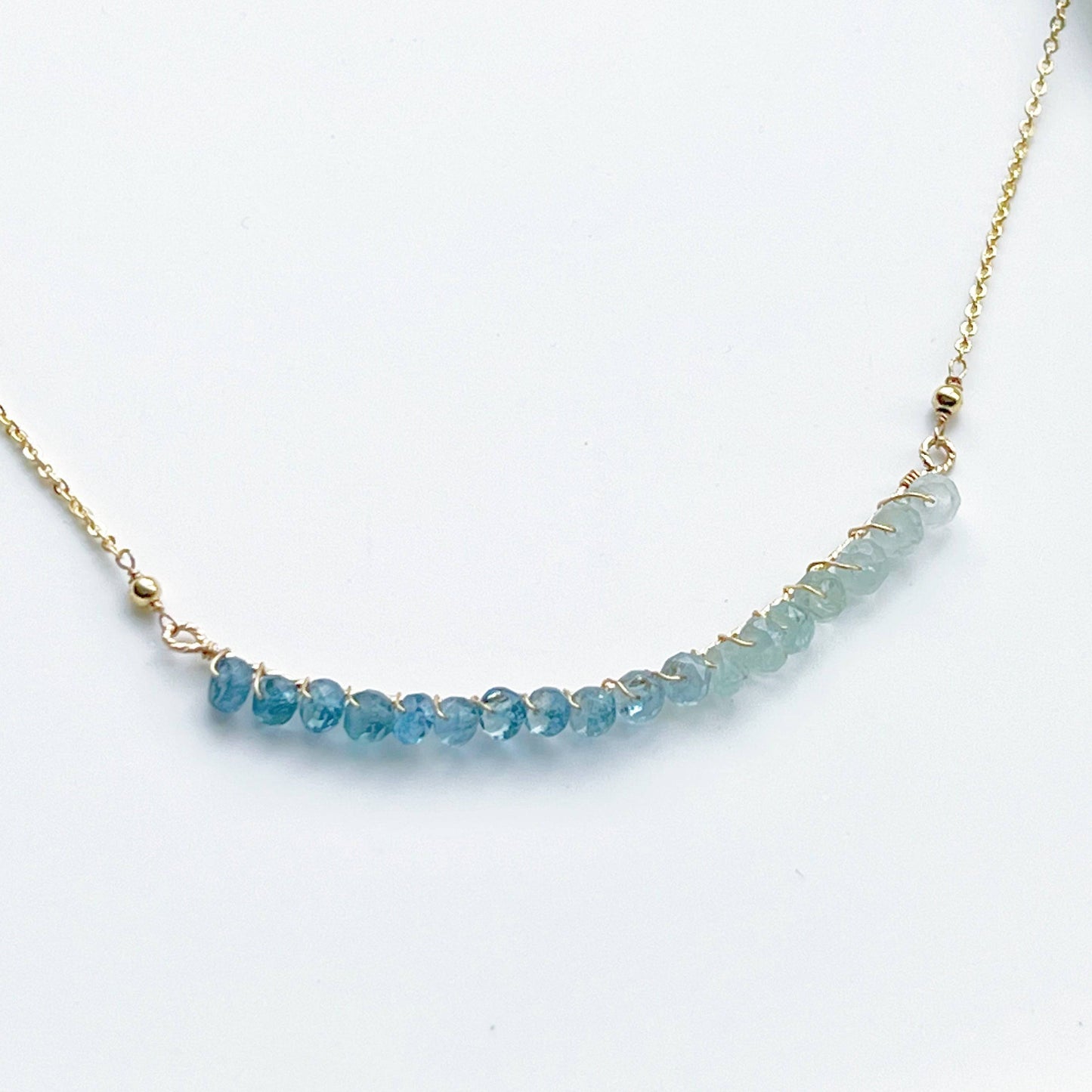 Blue Aquamarine Bar Necklace-Ninaouity