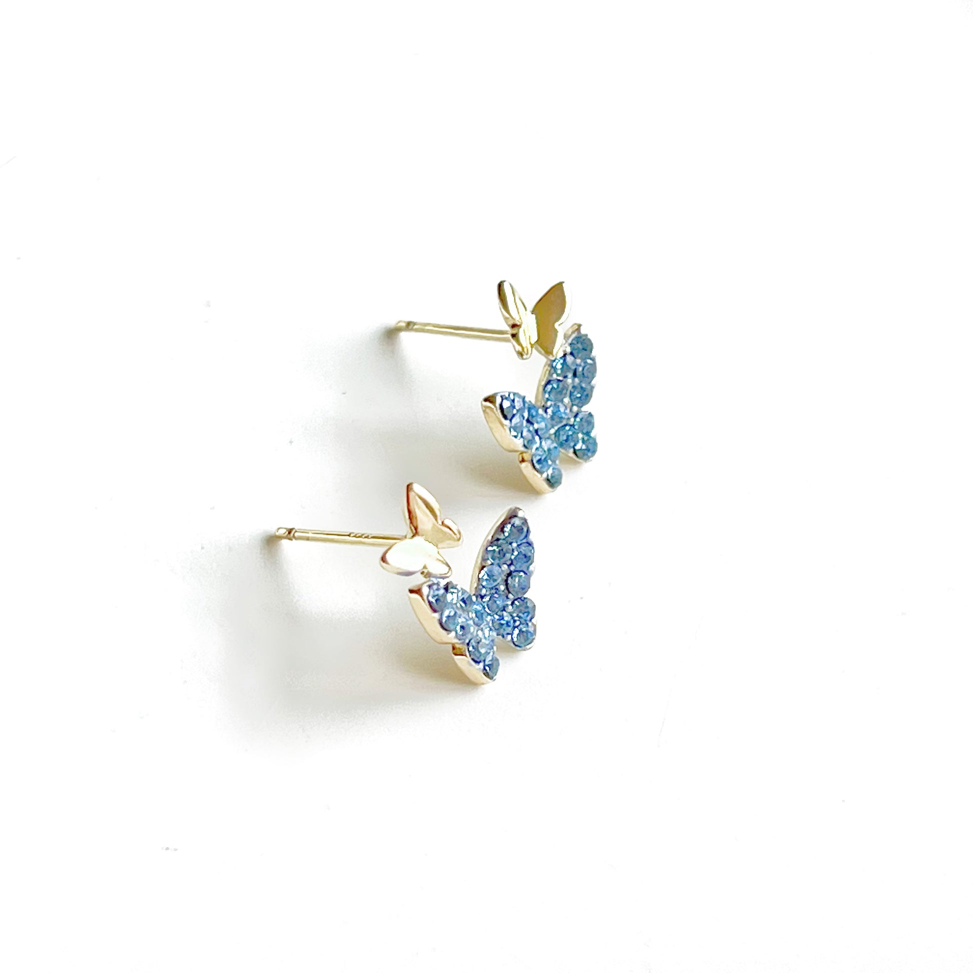 Blue Crystal Butterflies Earrings-Ninaouity