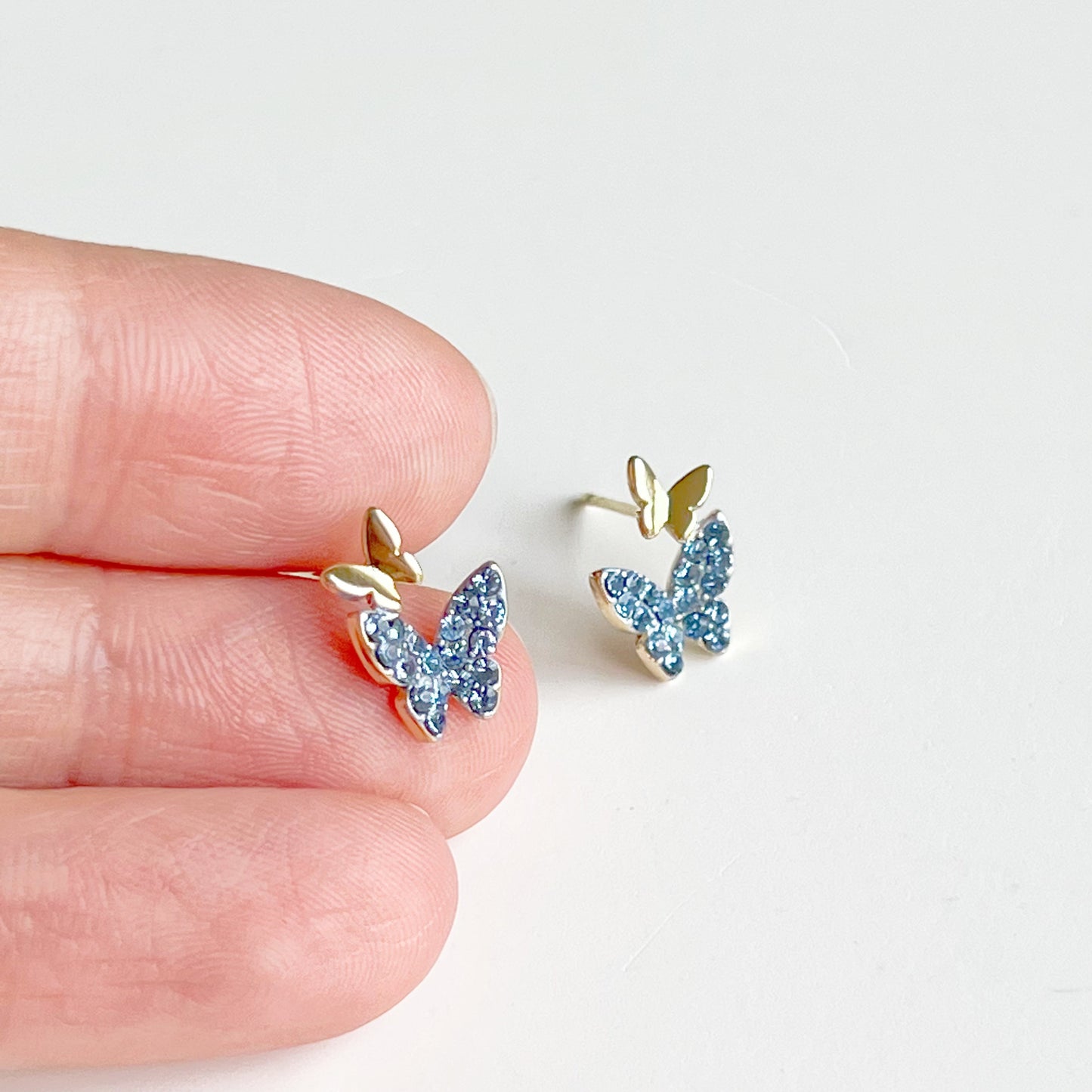 Blue Crystal Butterflies Earrings-Ninaouity