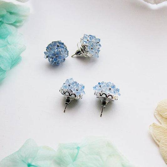 Blue Hydrangea Flower Statement Earrings-Ninaouity