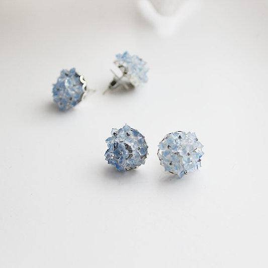 Blue Hydrangea Flower Statement Earrings-Ninaouity