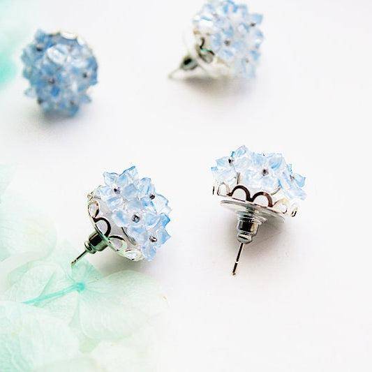 Blue Hydrangea Flower Statement Earrings-Ninaouity