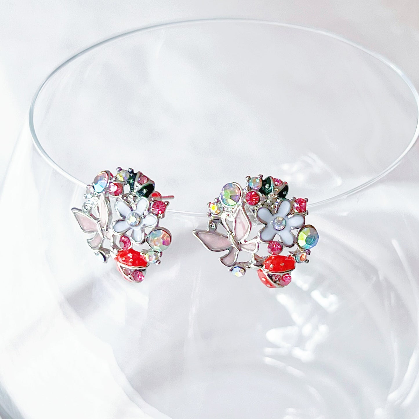Butterfly and Ladybird on Flowers Earrings-Ninaouity