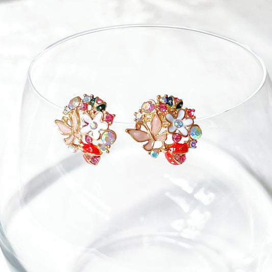 Butterfly and Ladybird on Flowers Earrings-Ninaouity