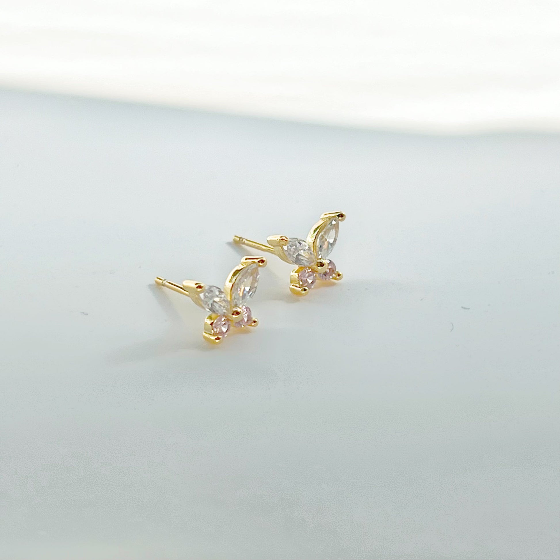 Butterfly Zircon Gold Stud Earrings-Ninaouity