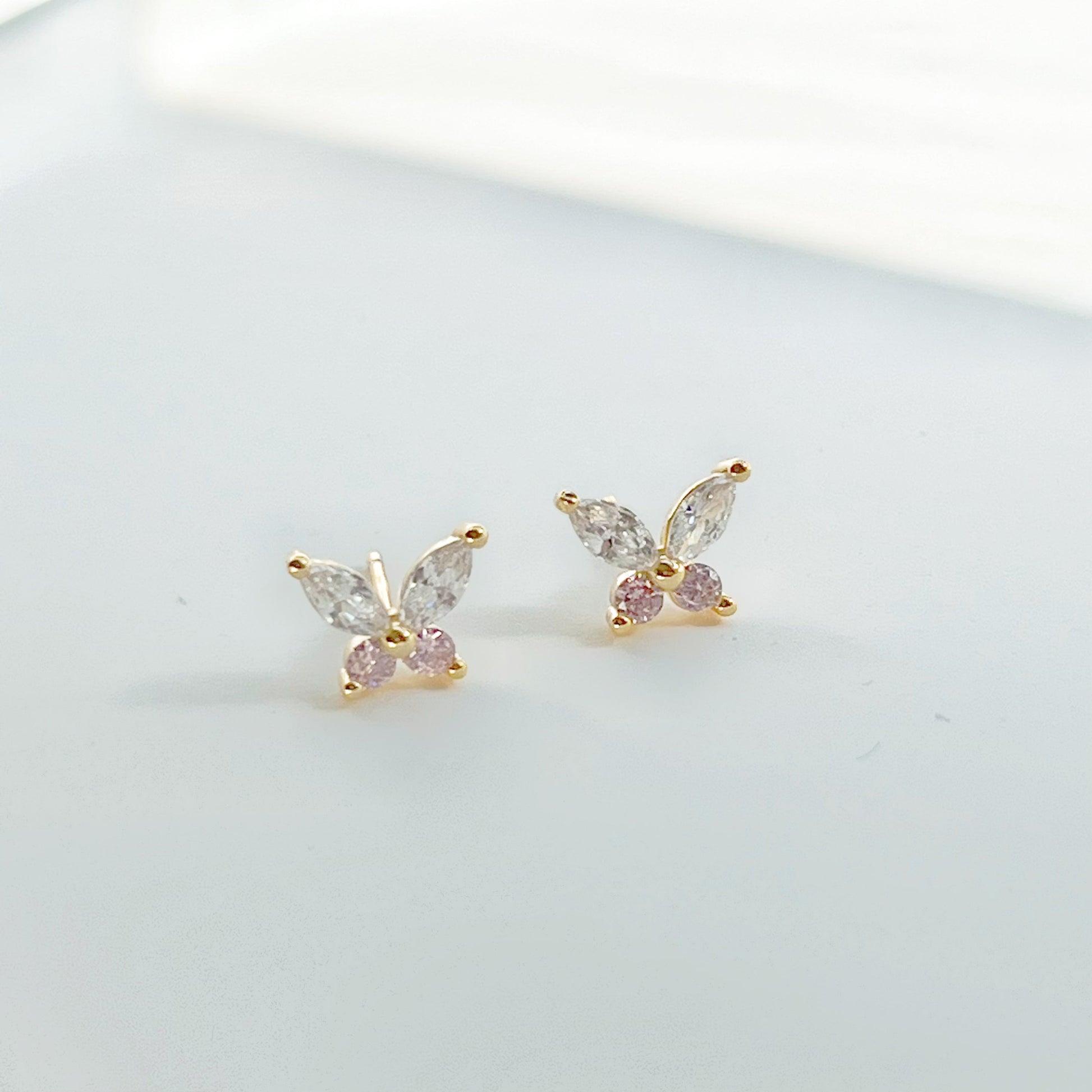 Butterfly Zircon Gold Stud Earrings-Ninaouity