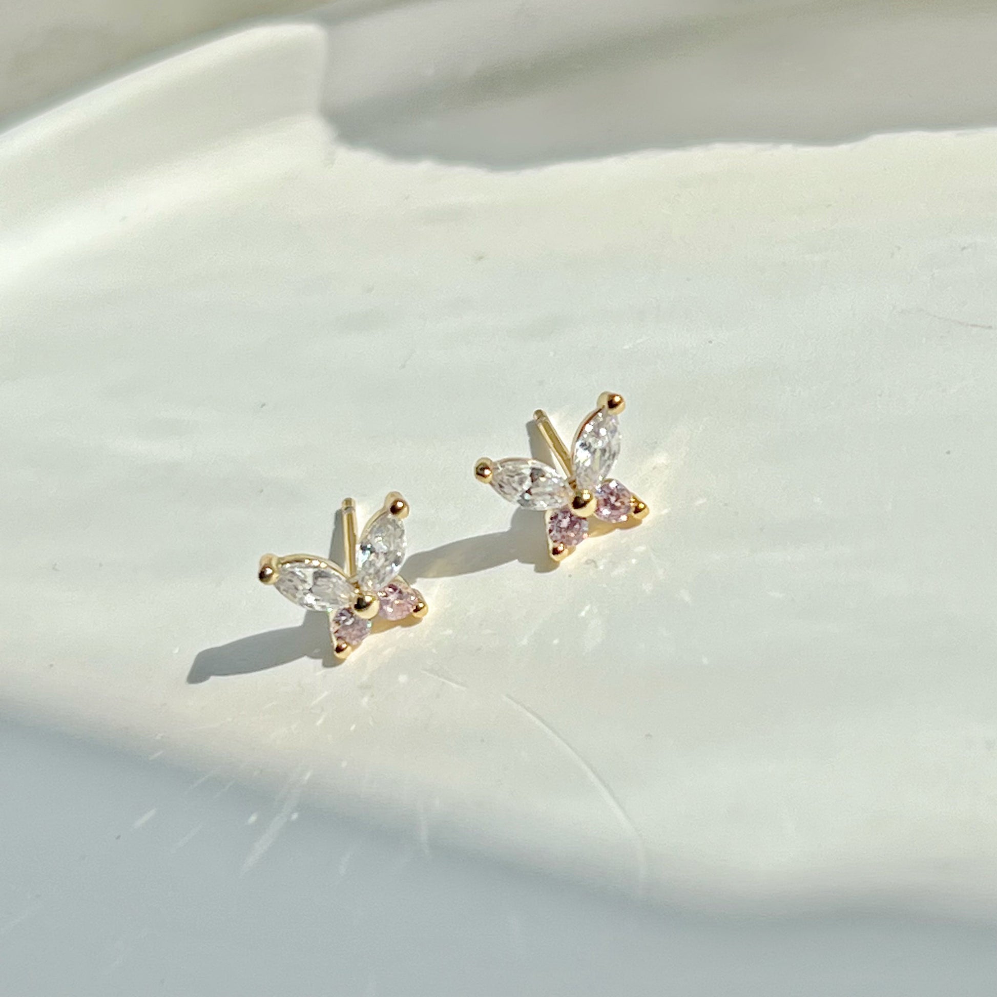 Butterfly Zircon Gold Stud Earrings-Ninaouity
