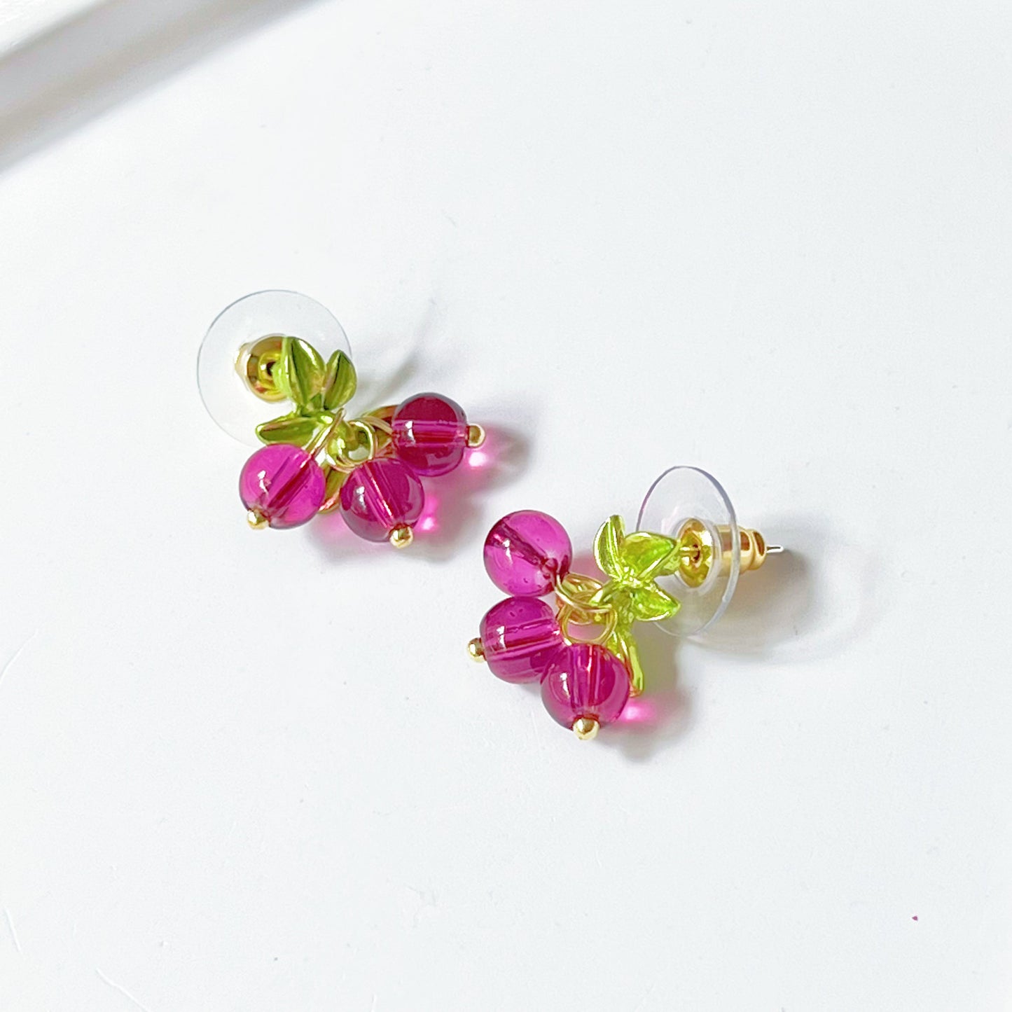 Cranberry with Leaves Plant Earrings-Ninaouity