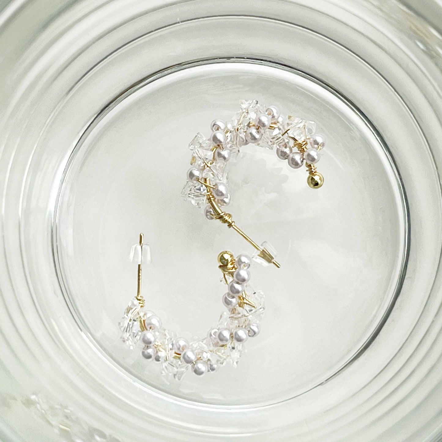 Crystal Beaded Hoop Earrings-Ninaouity