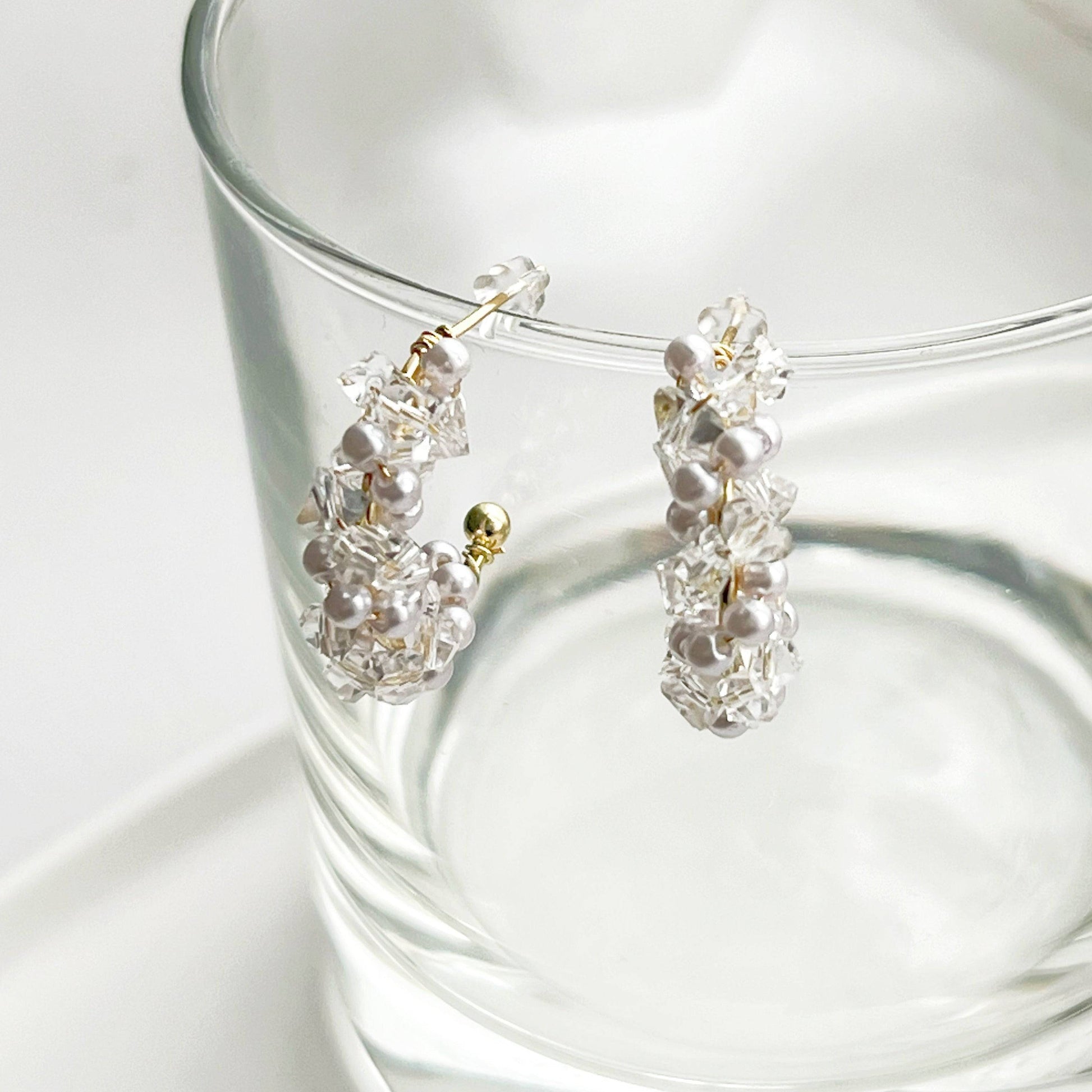 Crystal Beaded Hoop Earrings-Ninaouity