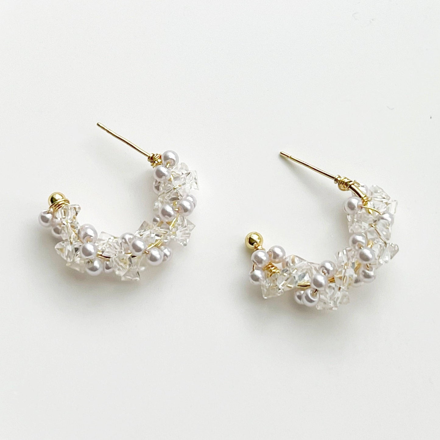 Crystal Beaded Hoop Earrings-Ninaouity