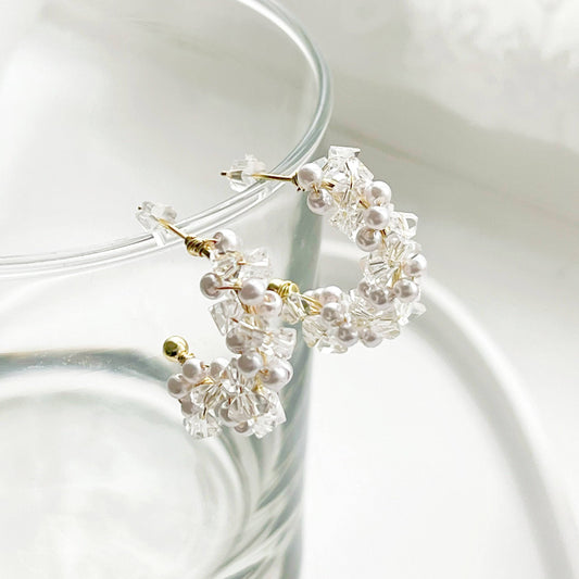 Crystal Beaded Hoop Earrings-Ninaouity