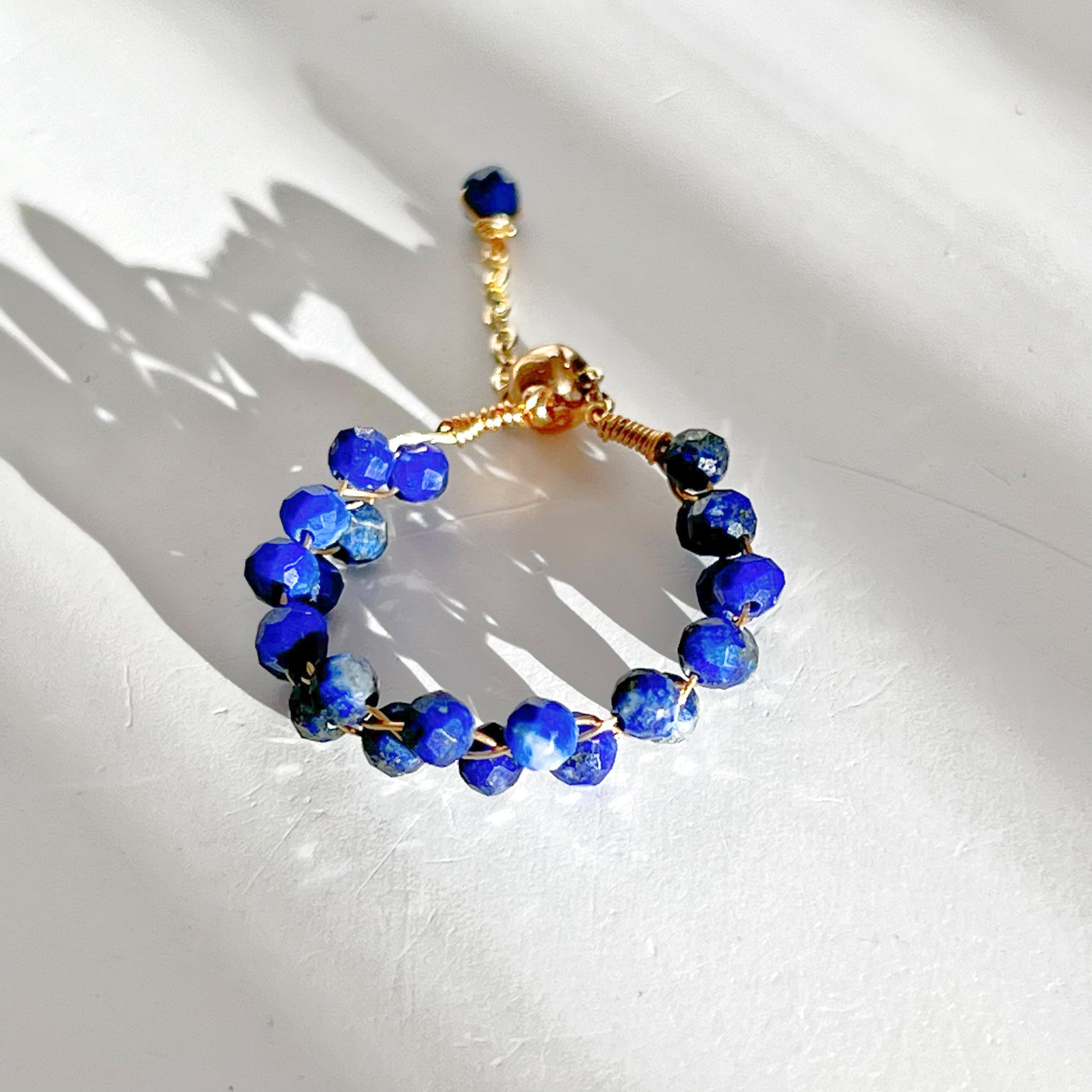 December Birthstone Blue Lapis Lazuli Mini Beaded Adjustable Ring-Ninaouity