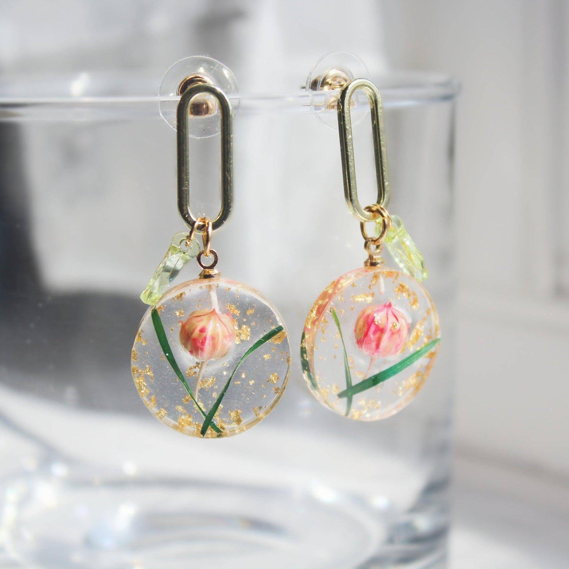 Dried Flower Earrings -  Statement Dangle and Drop Earrings-Ninaouity