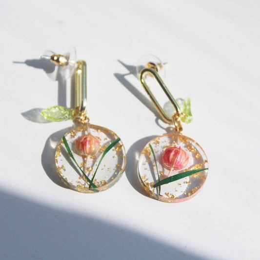 Dried Flower Earrings -  Statement Dangle and Drop Earrings-Ninaouity