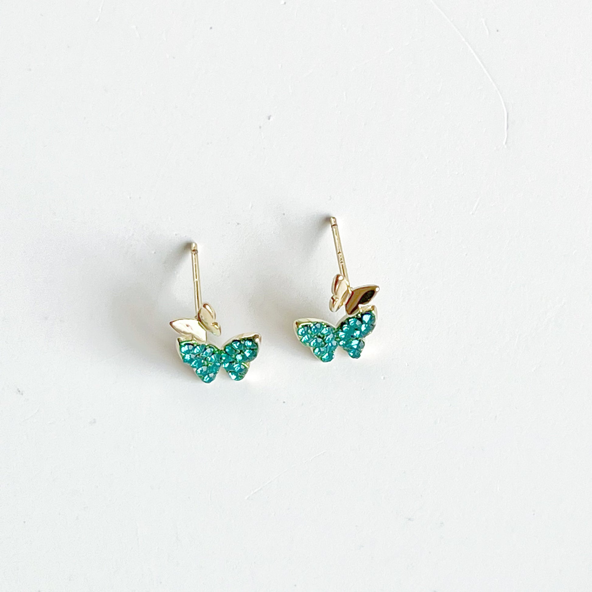 Emerald Green Crystal Butterflies Earrings-Ninaouity