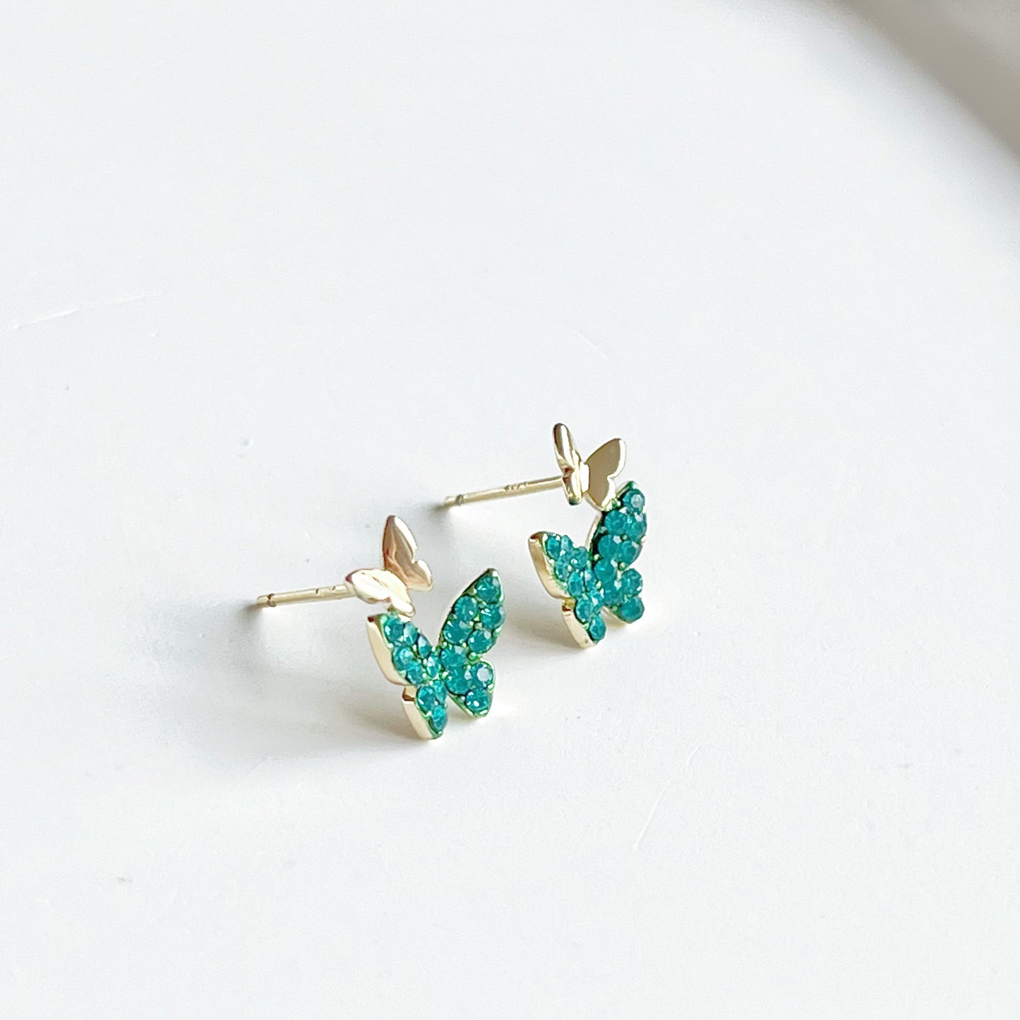 Emerald Green Crystal Butterflies Earrings-Ninaouity