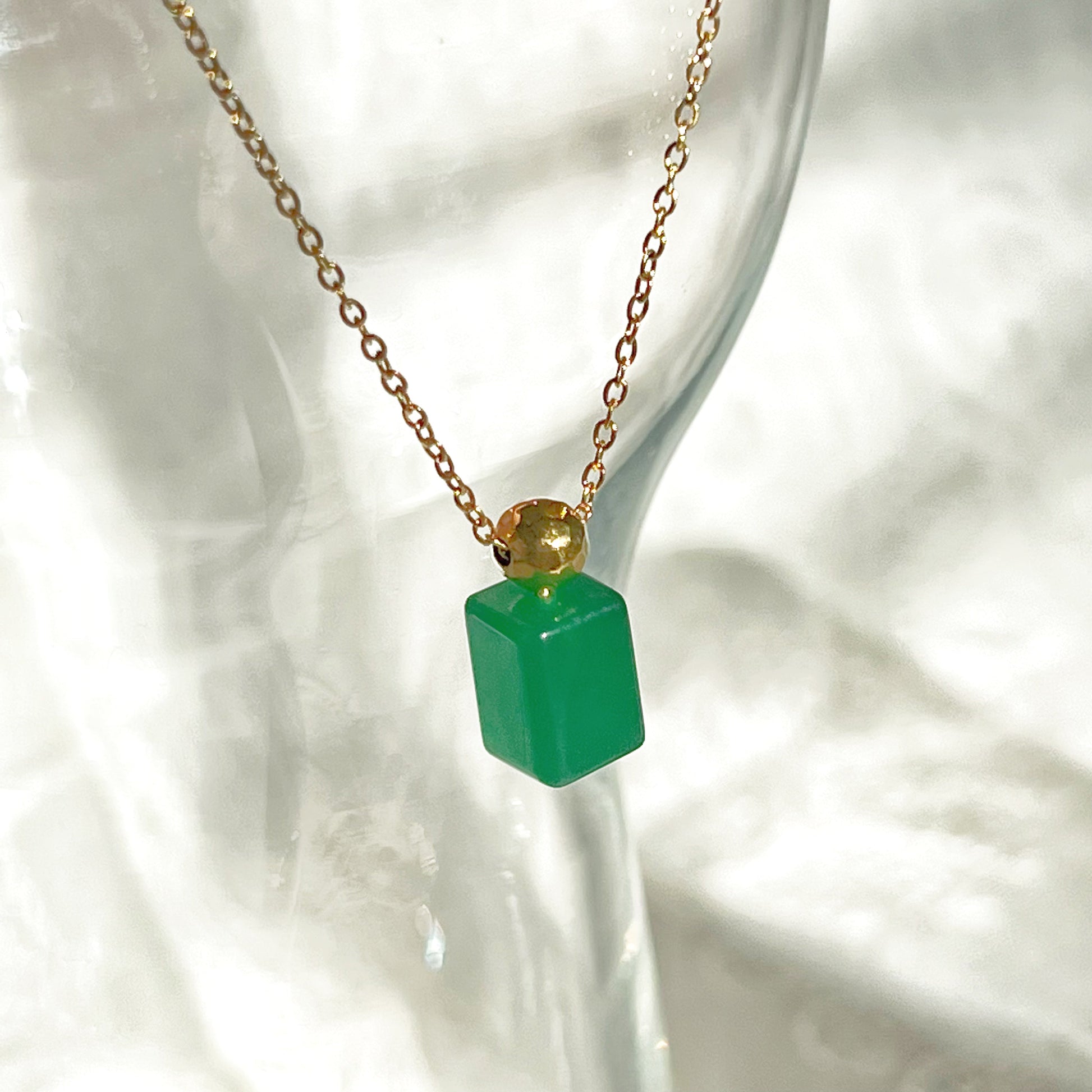 Emerald Green Cube Necklace-Ninaouity