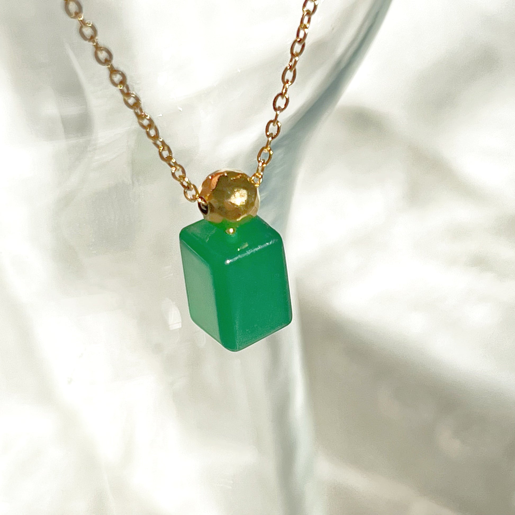 Emerald Green Cube Necklace-Ninaouity