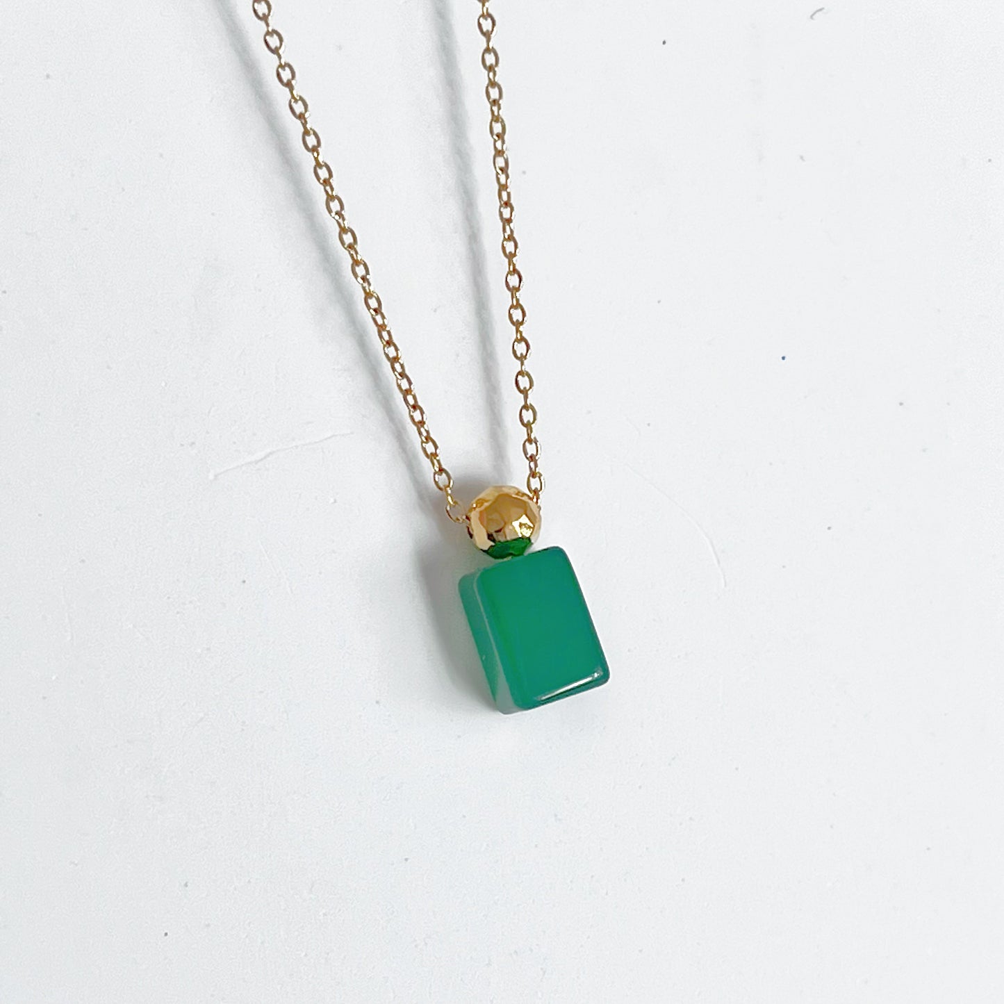 Emerald Green Cube Necklace-Ninaouity