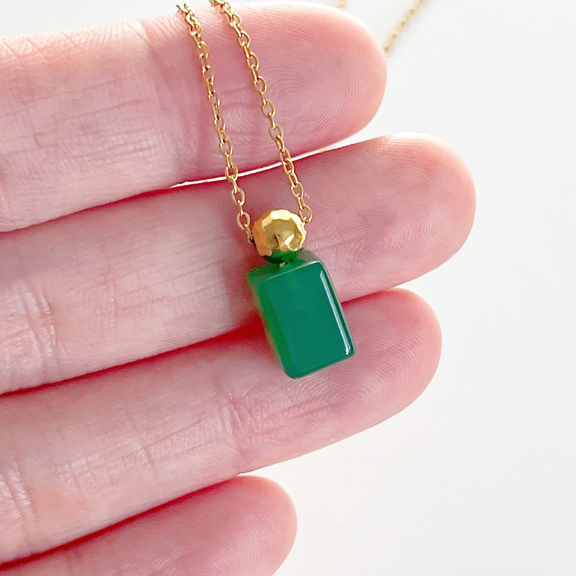 Emerald Green Cube Necklace-Ninaouity