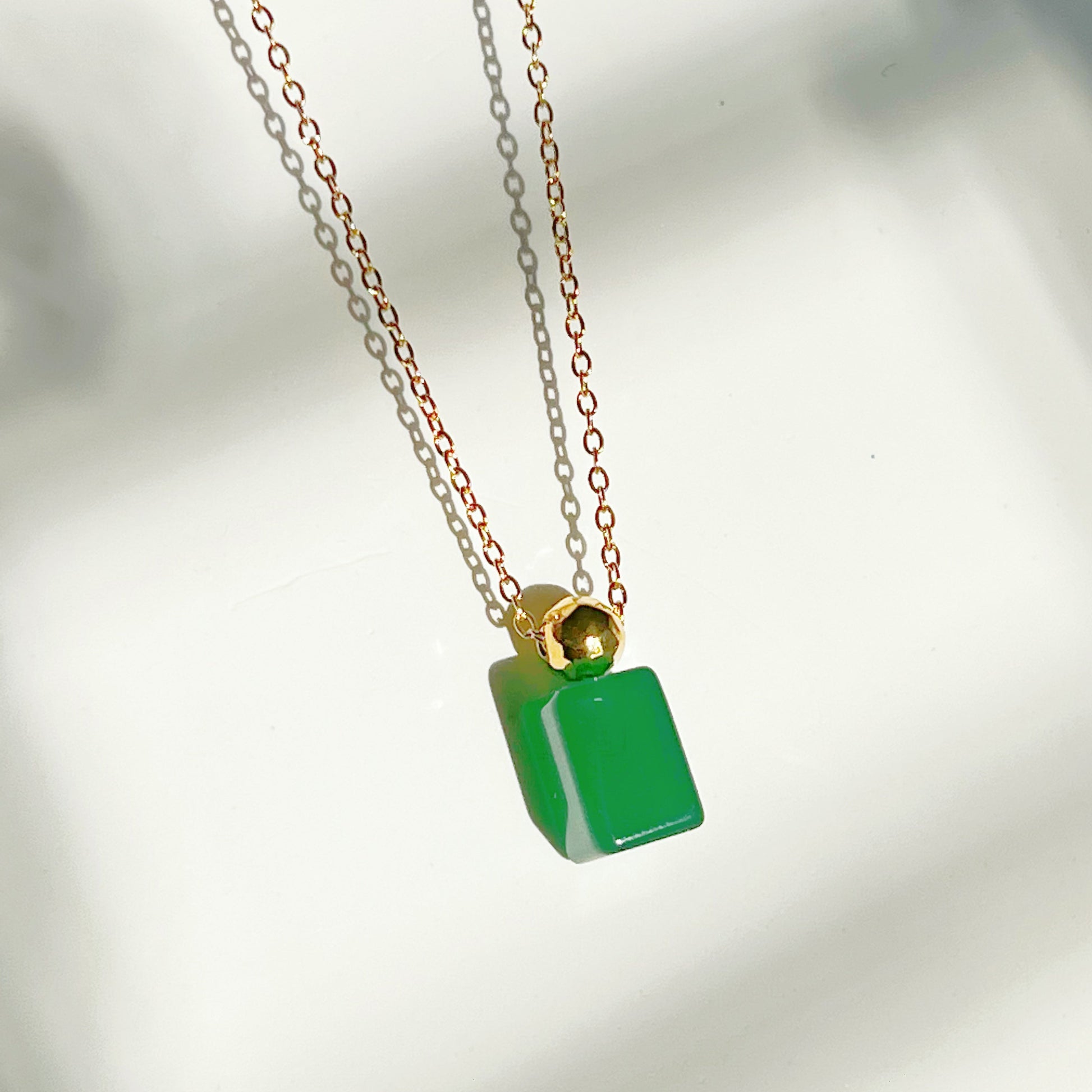 Emerald Green Cube Necklace-Ninaouity