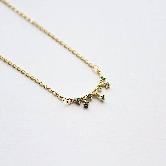 Emerald Green Mini Star Gold Chain Necklace-Ninaouity