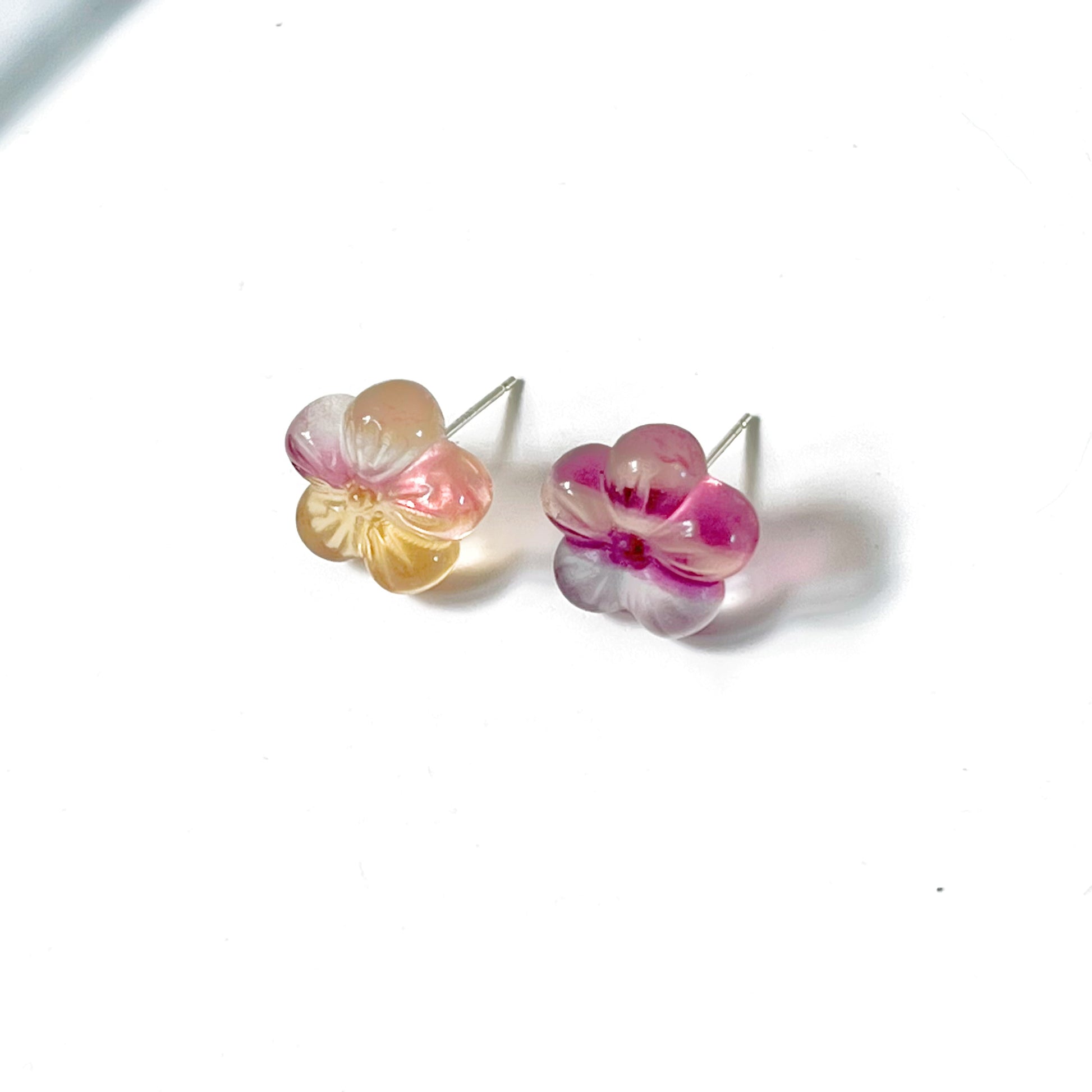Fluorite Flower Stud Earrings - Hand Craft Stones-Ninaouity