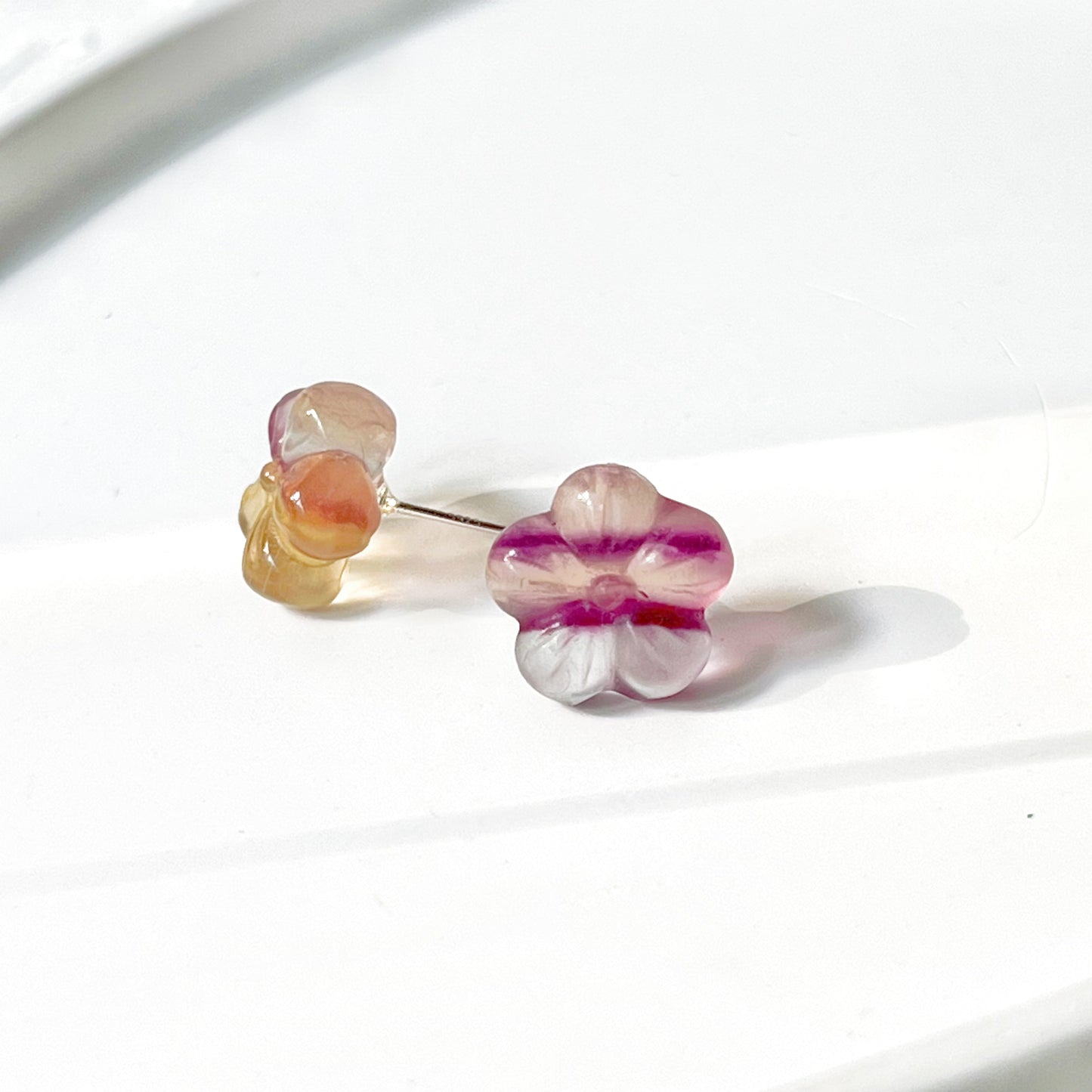 Fluorite Flower Stud Earrings - Hand Craft Stones-Ninaouity