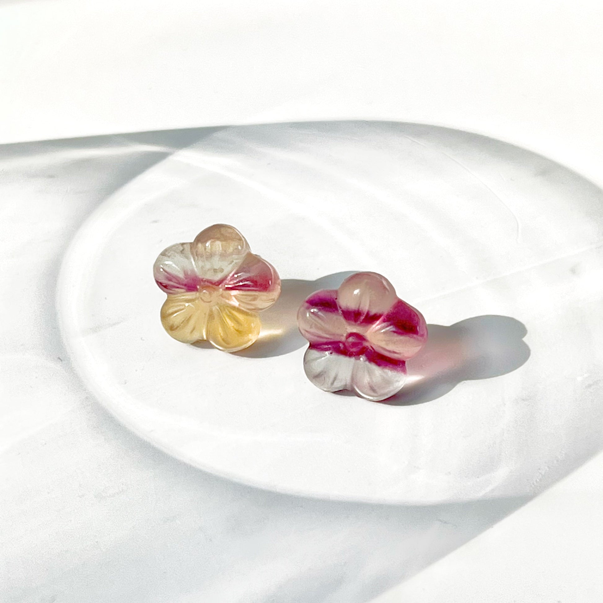 Fluorite Flower Stud Earrings - Hand Craft Stones-Ninaouity
