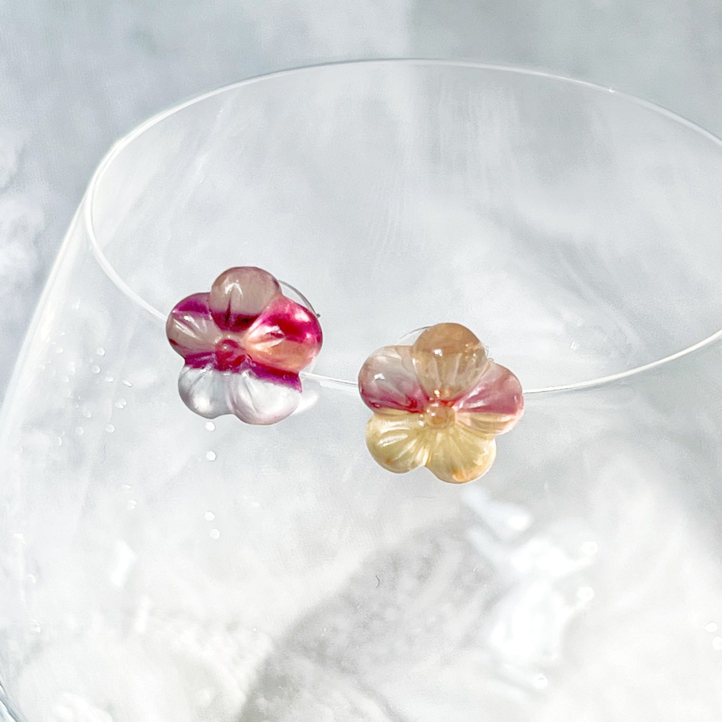 Fluorite Flower Stud Earrings - Hand Craft Stones-Ninaouity