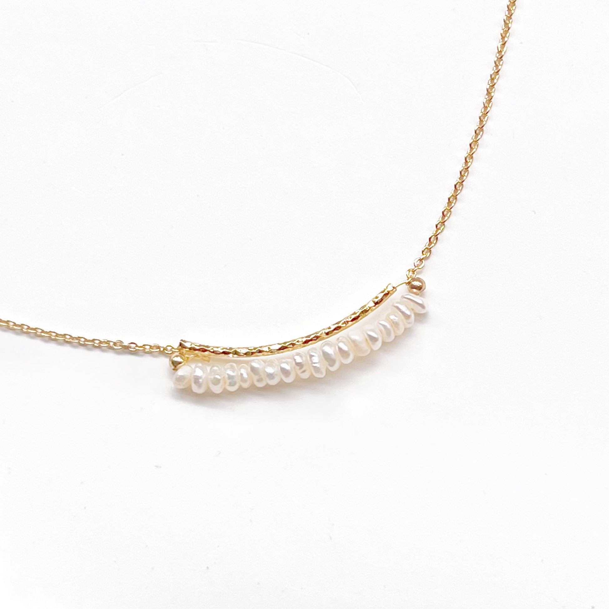 Freshwater Pearl Gold Bar Necklace-Ninaouity