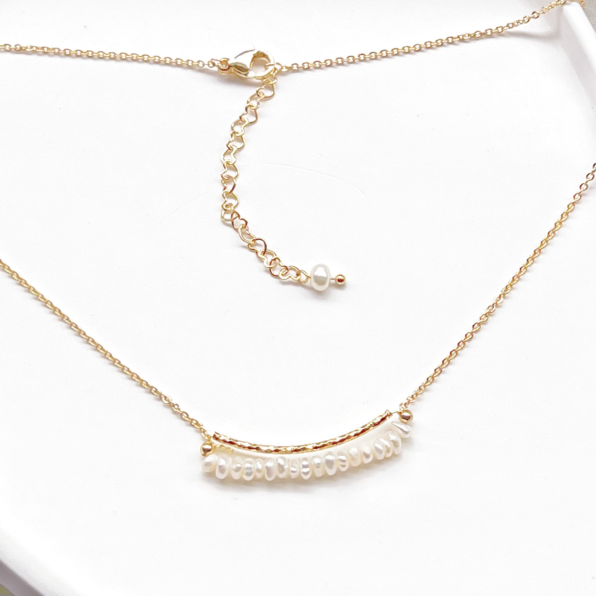 Freshwater Pearl Gold Bar Necklace-Ninaouity