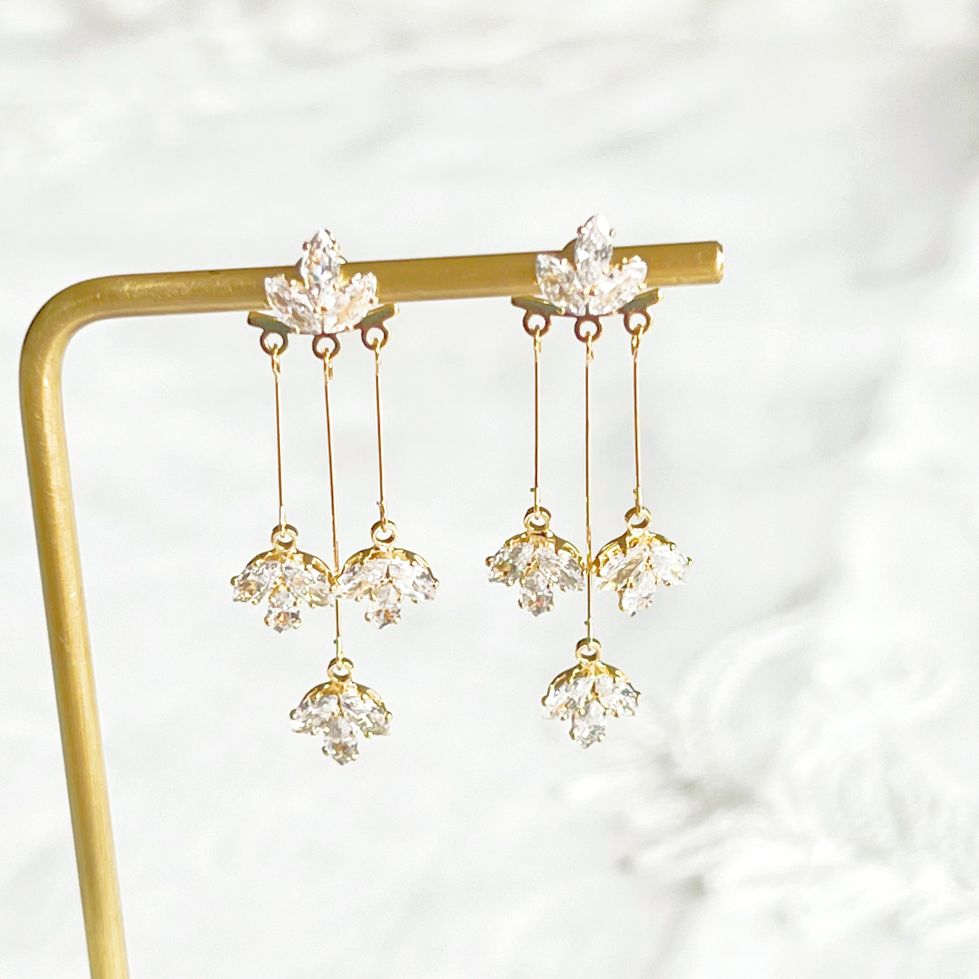 Gold Maple Leaf Drop Ear Jacket Earrings-Ninaouity