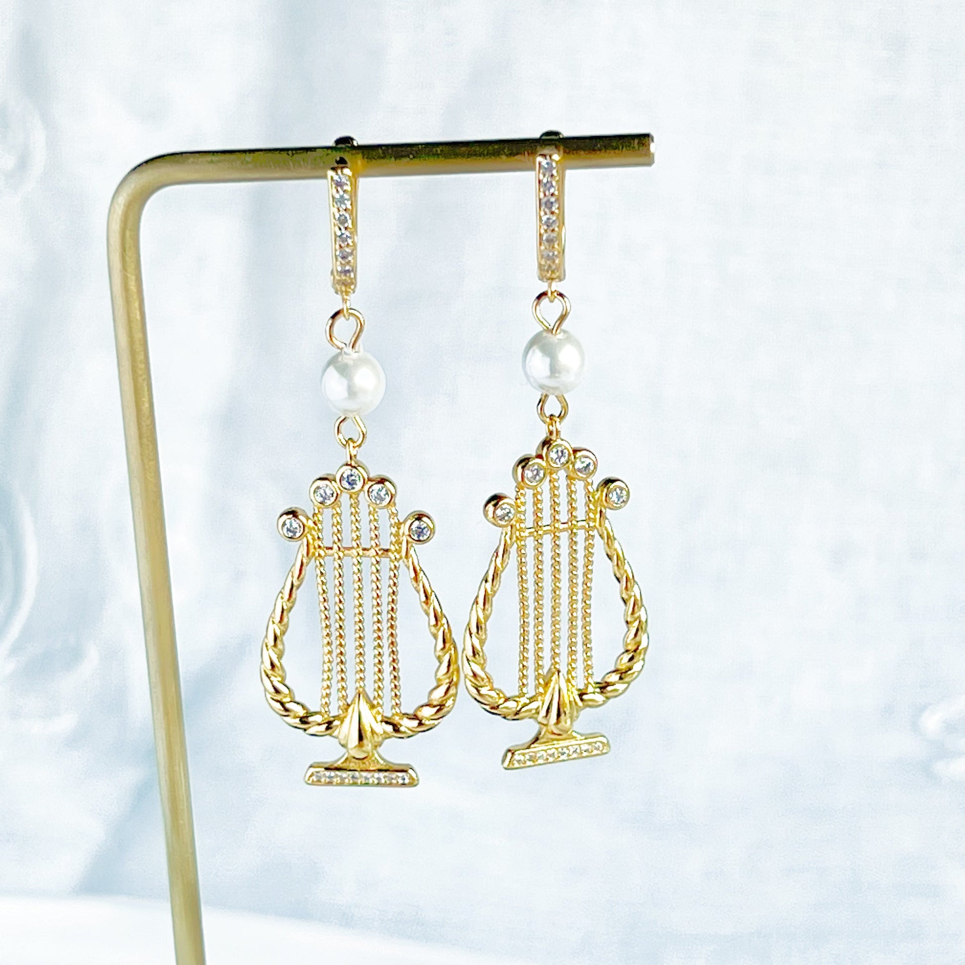 Gold Organ Music Instrument Drop Earrings-Ninaouity