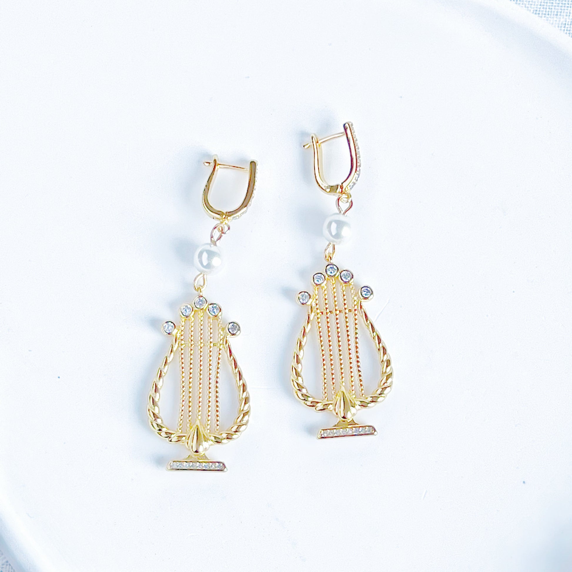 Gold Organ Music Instrument Drop Earrings-Ninaouity