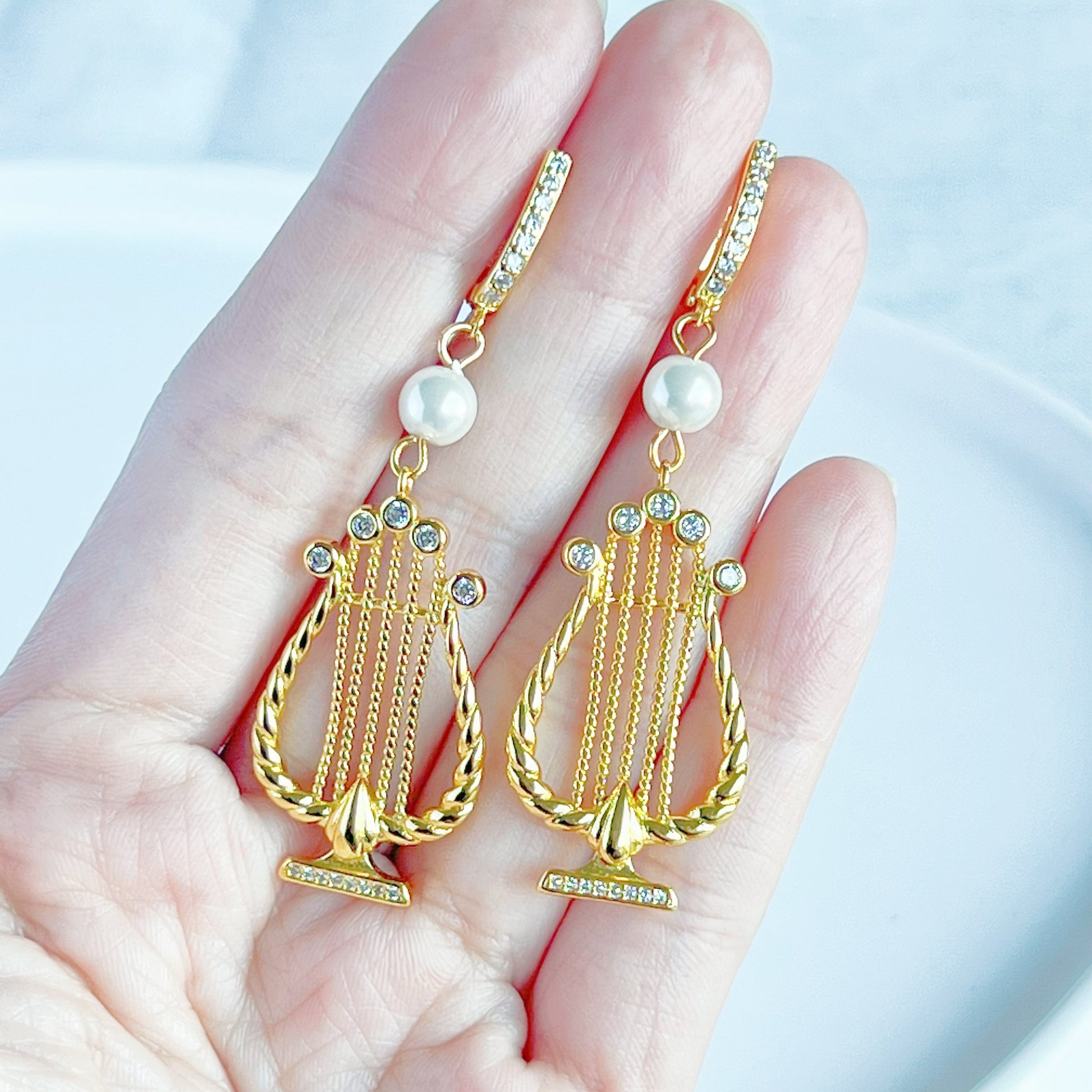 Gold Organ Music Instrument Drop Earrings-Ninaouity