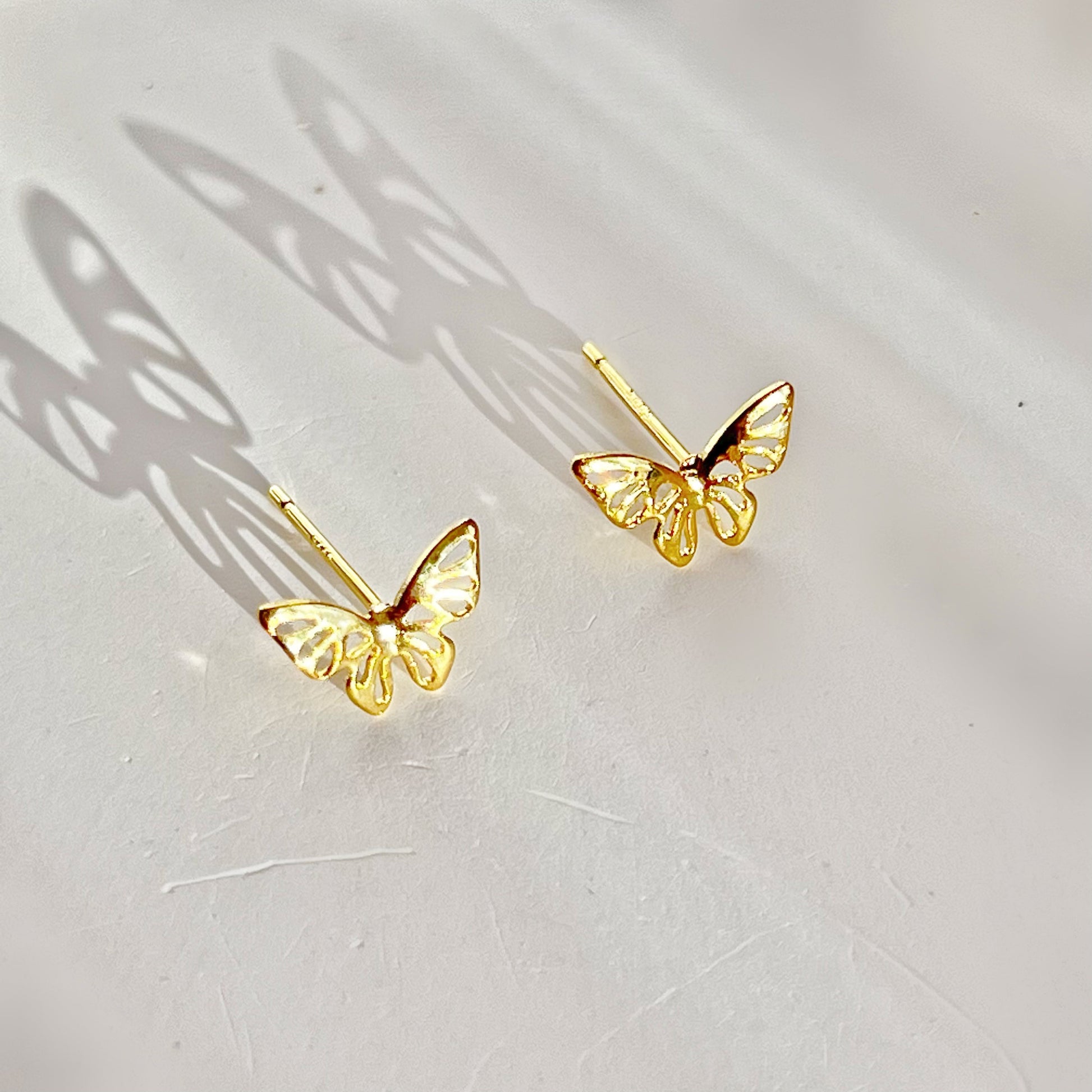 Golden Butterfly Hollow Out Stud Earrings-Ninaouity