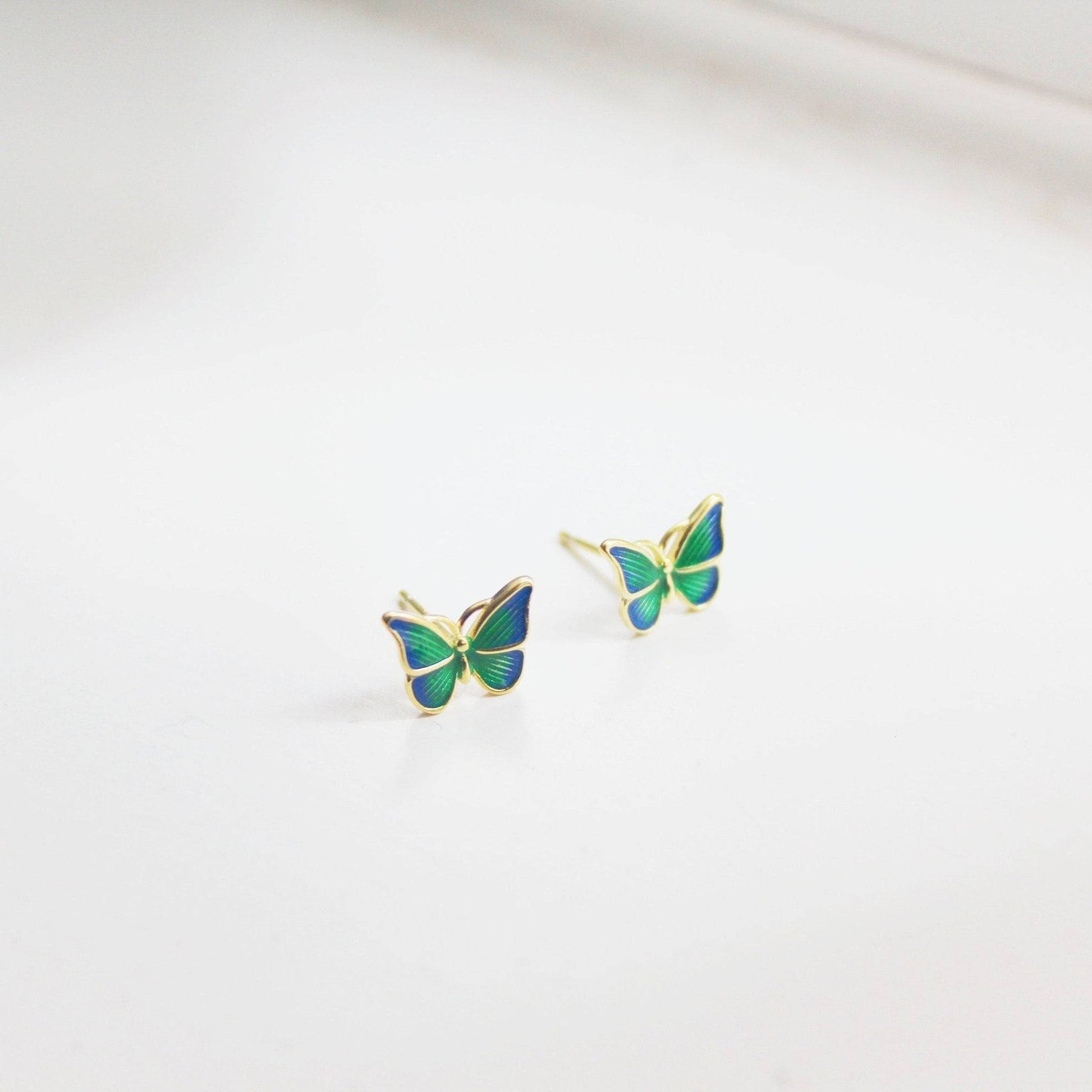 Green Hairstreak Butterflies Shape Earrings-Ninaouity