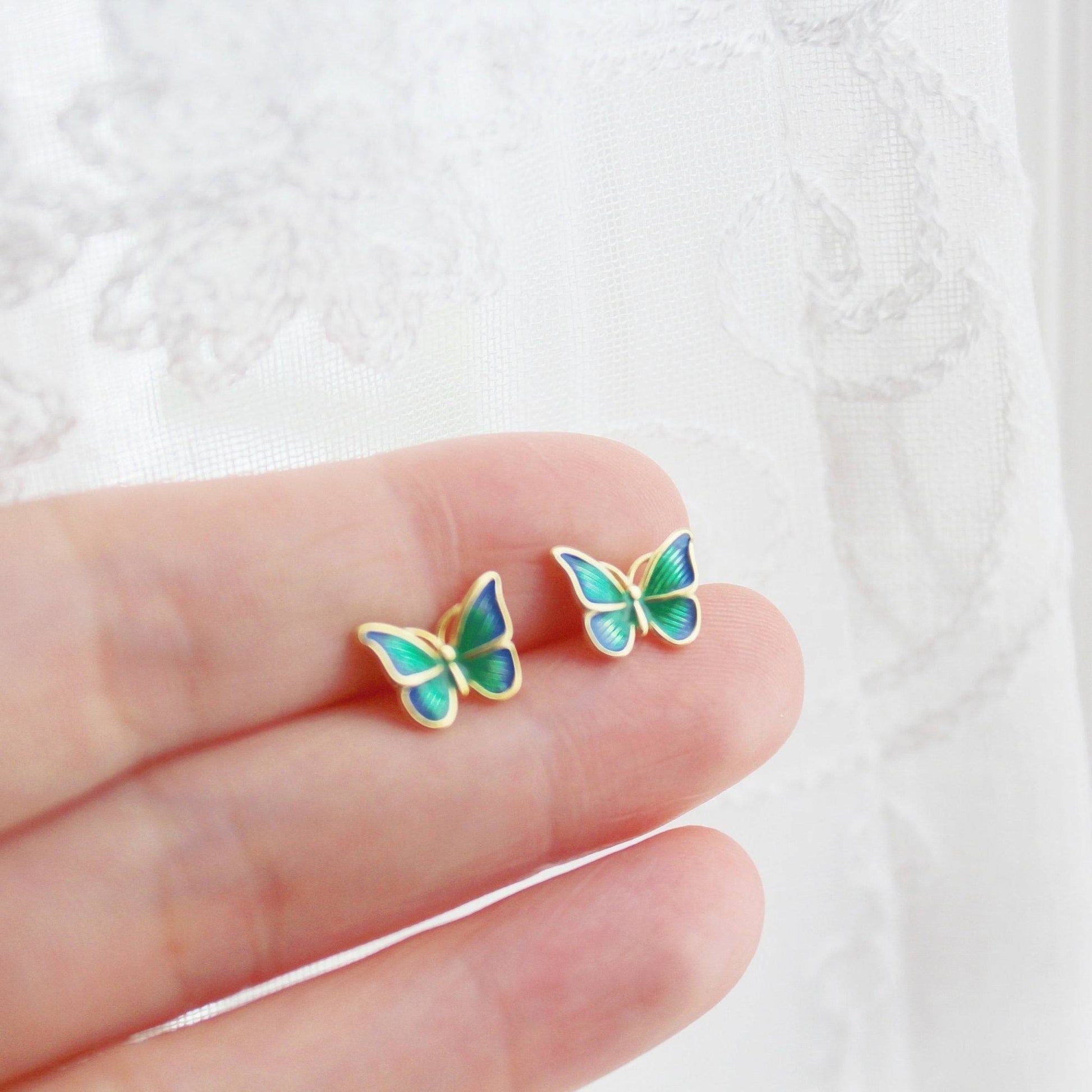 Green Hairstreak Butterflies Shape Earrings-Ninaouity