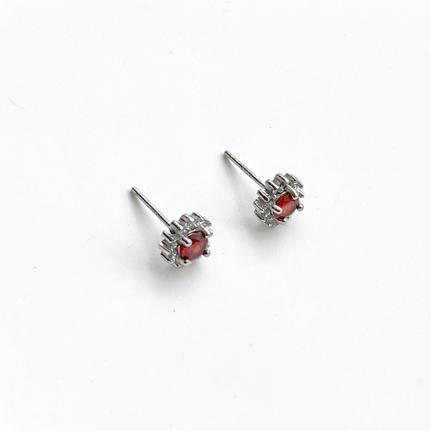 January Birthstone Garnet Silver Stud Earrings-Ninaouity