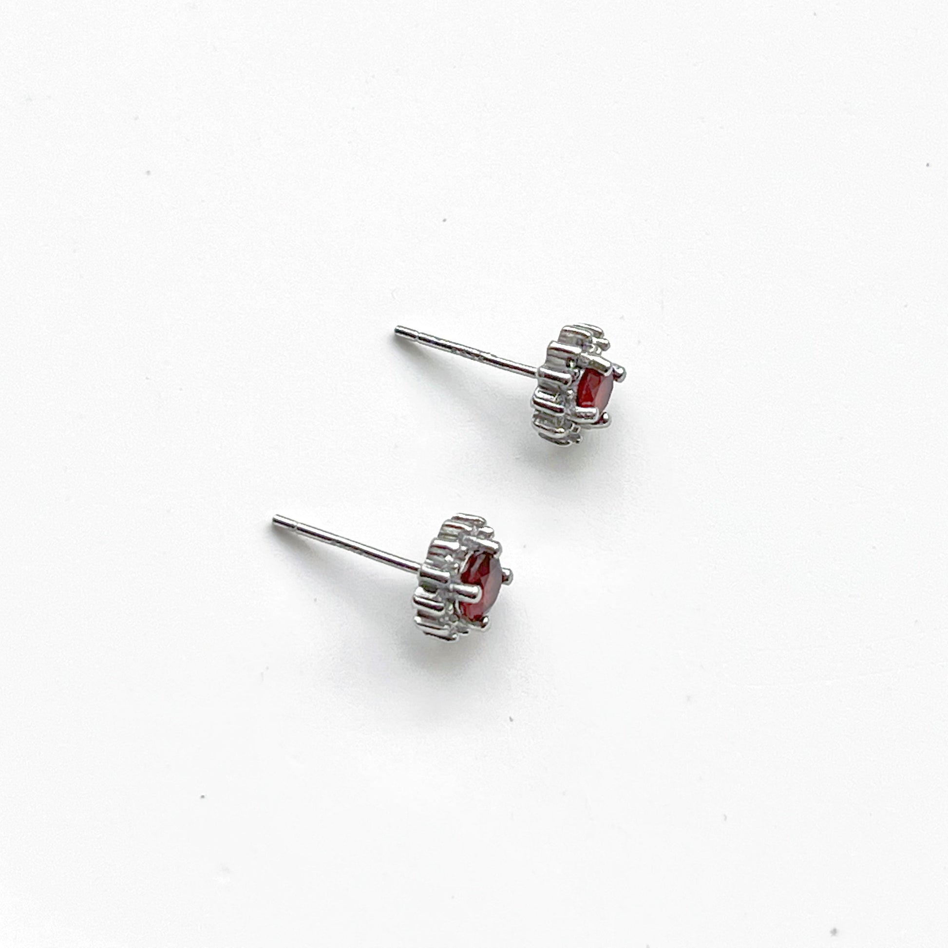 January Birthstone Garnet Silver Stud Earrings-Ninaouity